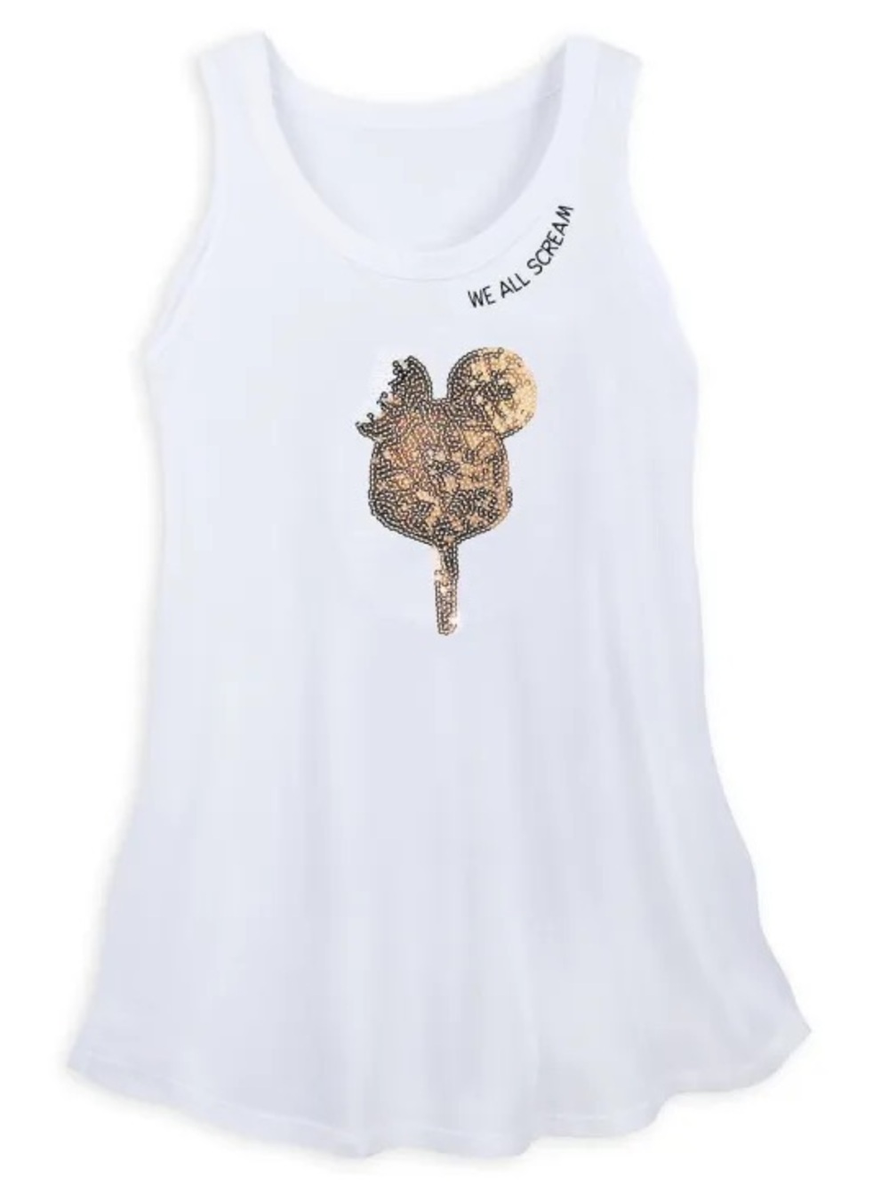 Disney White Tank Top with Gold Sequin Popsicle Graphic